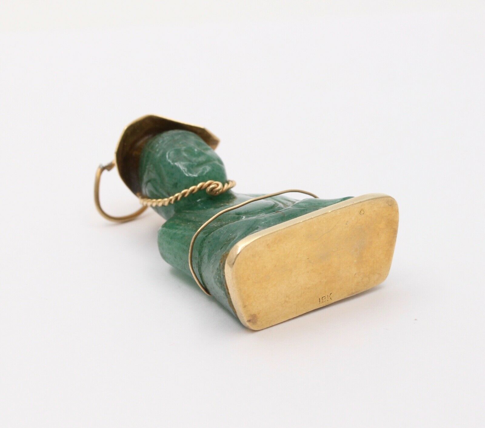 Vintage Buddha Jade 18K Yellow Gold Pendant
