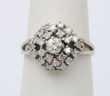 Load image into Gallery viewer, Vintage 14K White Gold Diamond Cluster Ring
