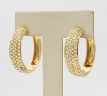 Load image into Gallery viewer, Vintage Ladies Fat 18K Yellow Gold Diamonds Hoop Earrings
