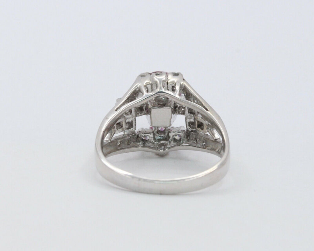 Vintage Ladies Ruby Diamonds 925 Silver Ring