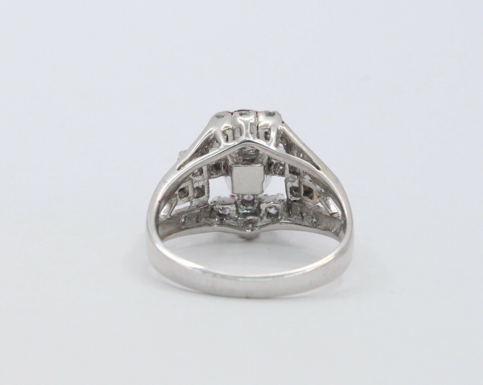 Vintage Ladies Ruby Diamonds 925 Silver Ring