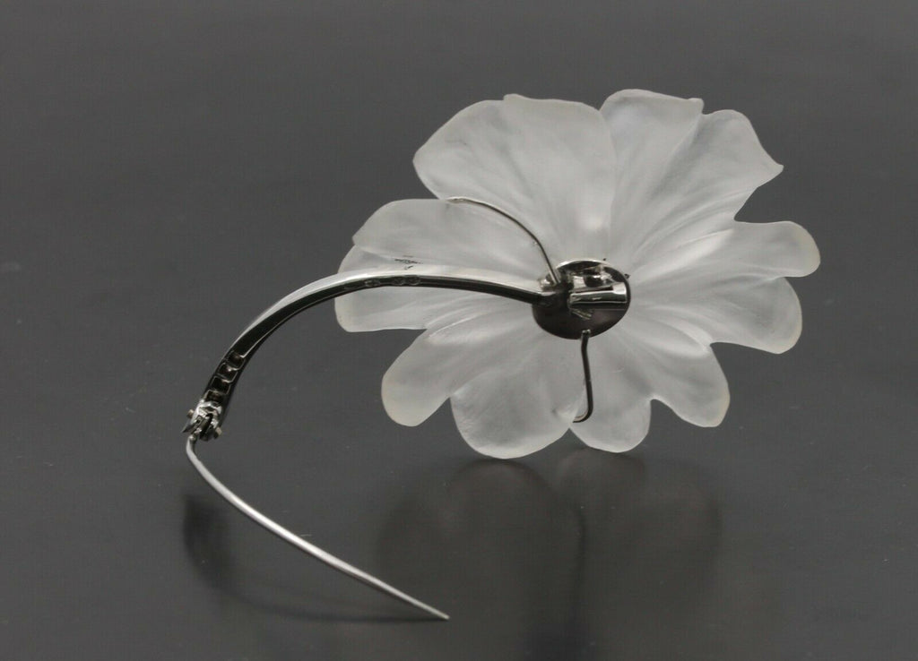 Vintage 18K White Gold Diamond Crystal Flower Brooch