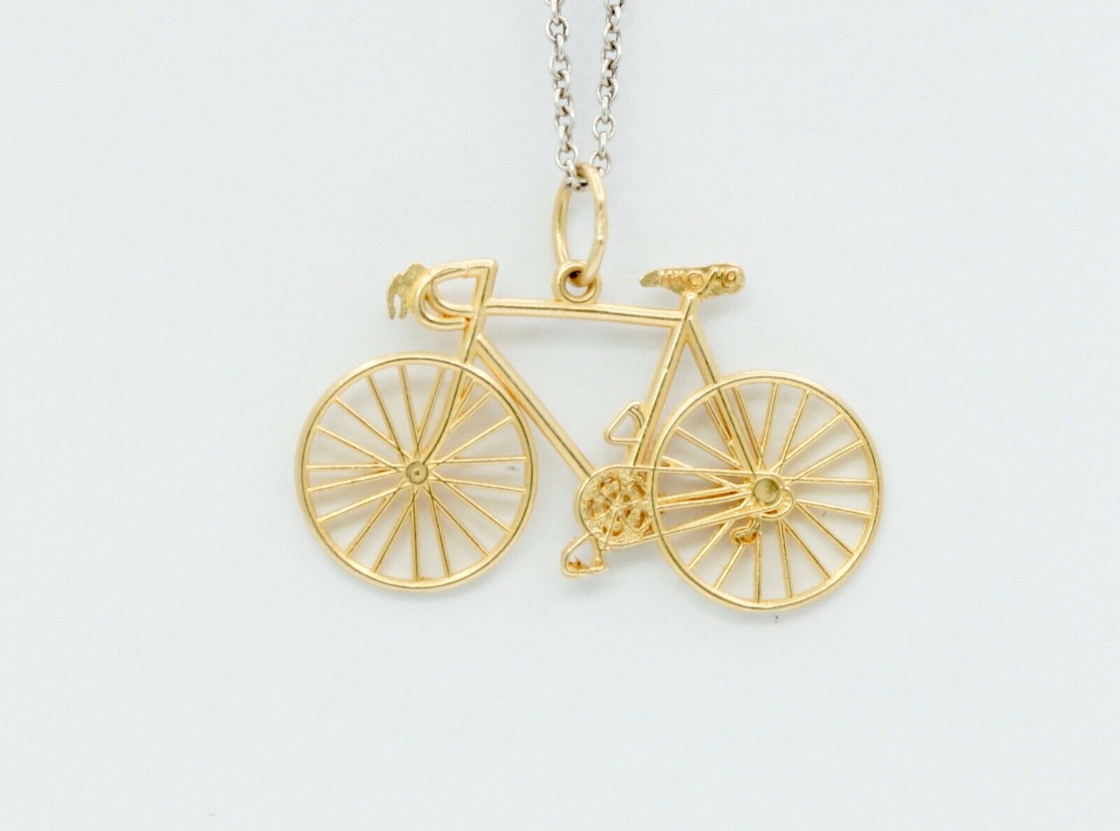 Vintage Ten Speed Racing Bicycle 14K Yellow Gold Pendant Charm