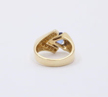 Load image into Gallery viewer, Vintage 14K Gold Geometric Tanzanite And Diamond Ring Band
