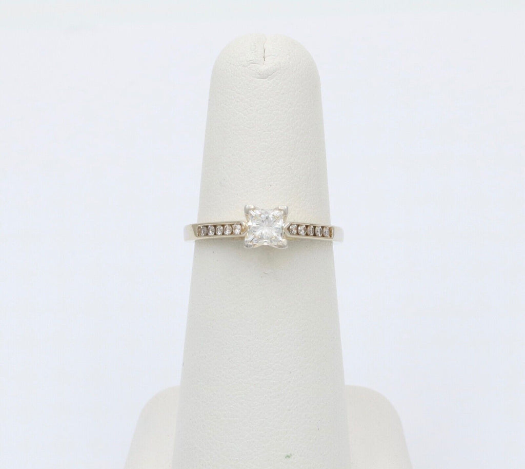 Vintage 18K Gold Princess Cut Diamond 18K WG Platinum Engagement Ring Band