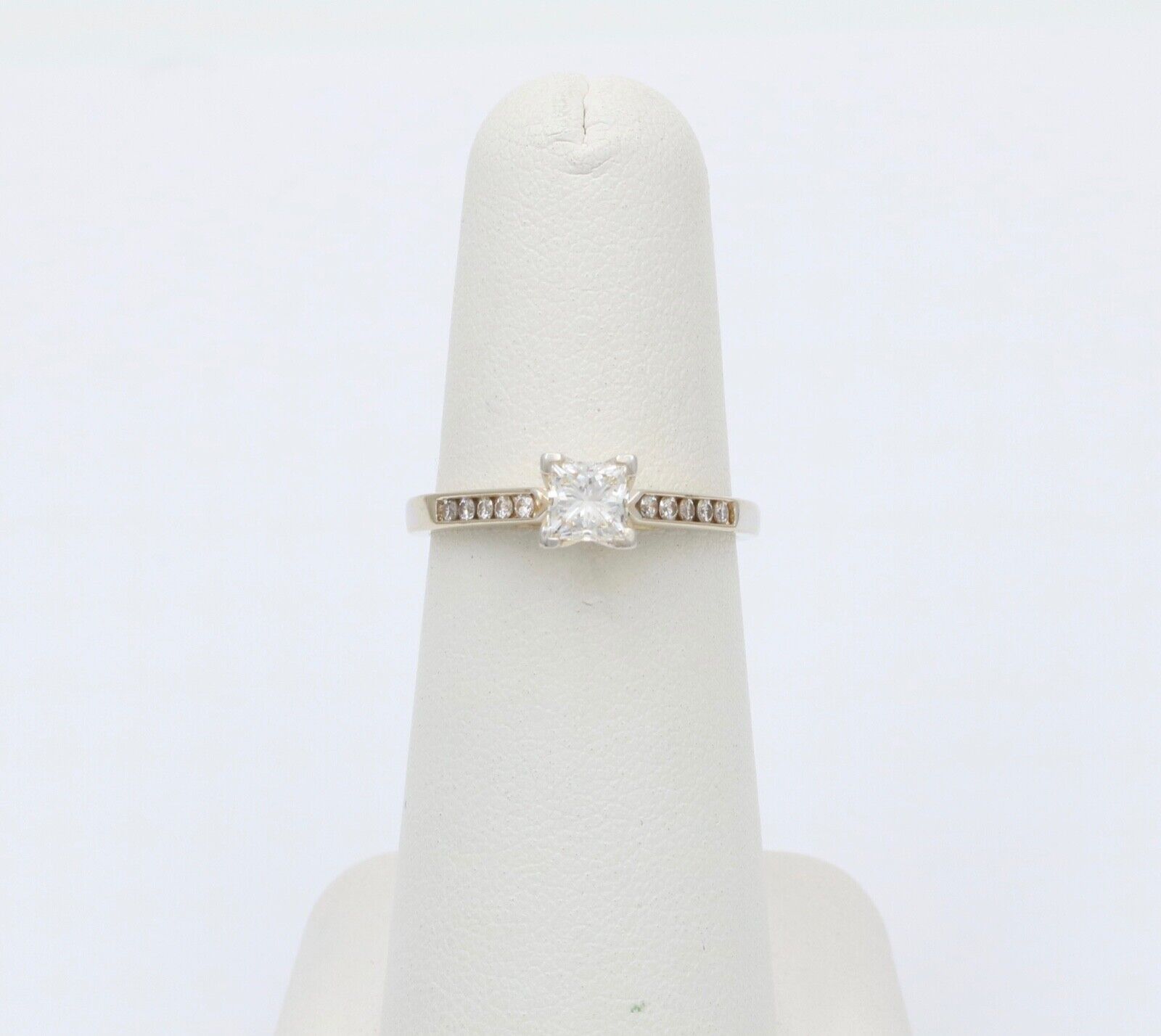Vintage 18K Gold Princess Cut Diamond 18K WG Platinum Engagement Ring Band