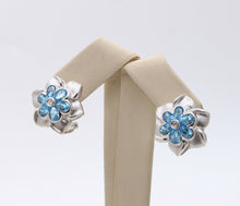 Load image into Gallery viewer, Lovely Vintage Summer 14K White Gold Topaz Diamonds Earrings
