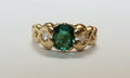 Pretty Vintage Green Tourmaline Diamonds 14K Yellow Gold Ring