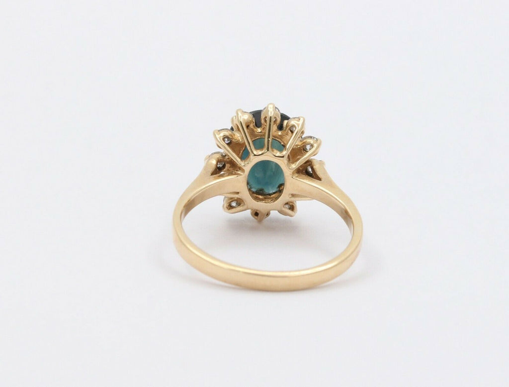 Vintage 14K Yellow Gold Sapphire Diamond Cocktail Ring