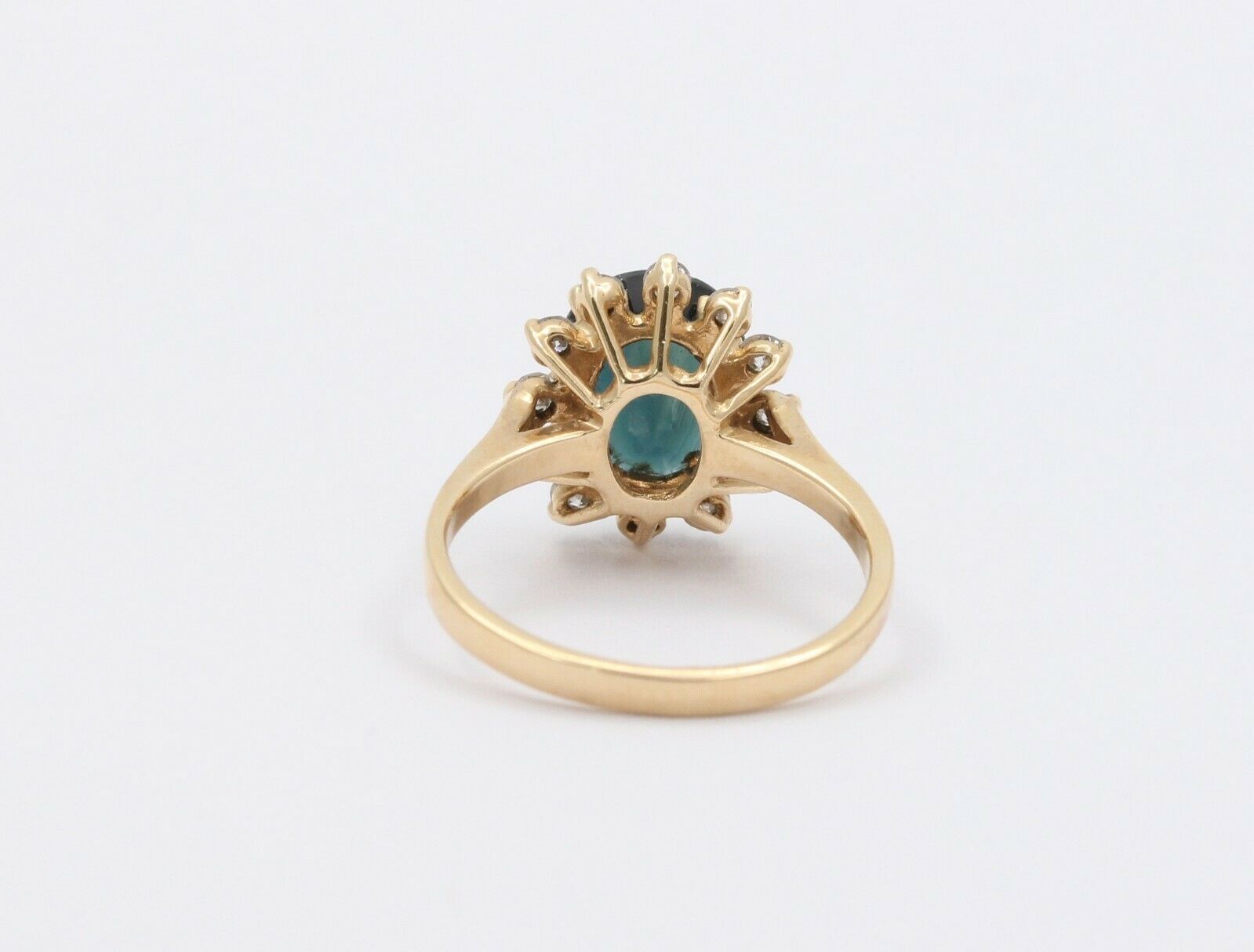 Vintage 14K Yellow Gold Sapphire Diamond Cocktail Ring