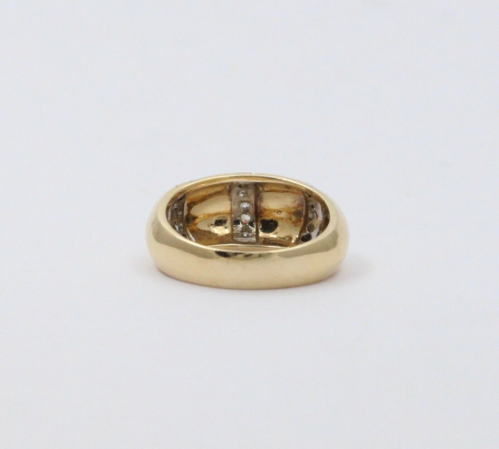 Vintage Diamond Yellow White Gold Dome Ring