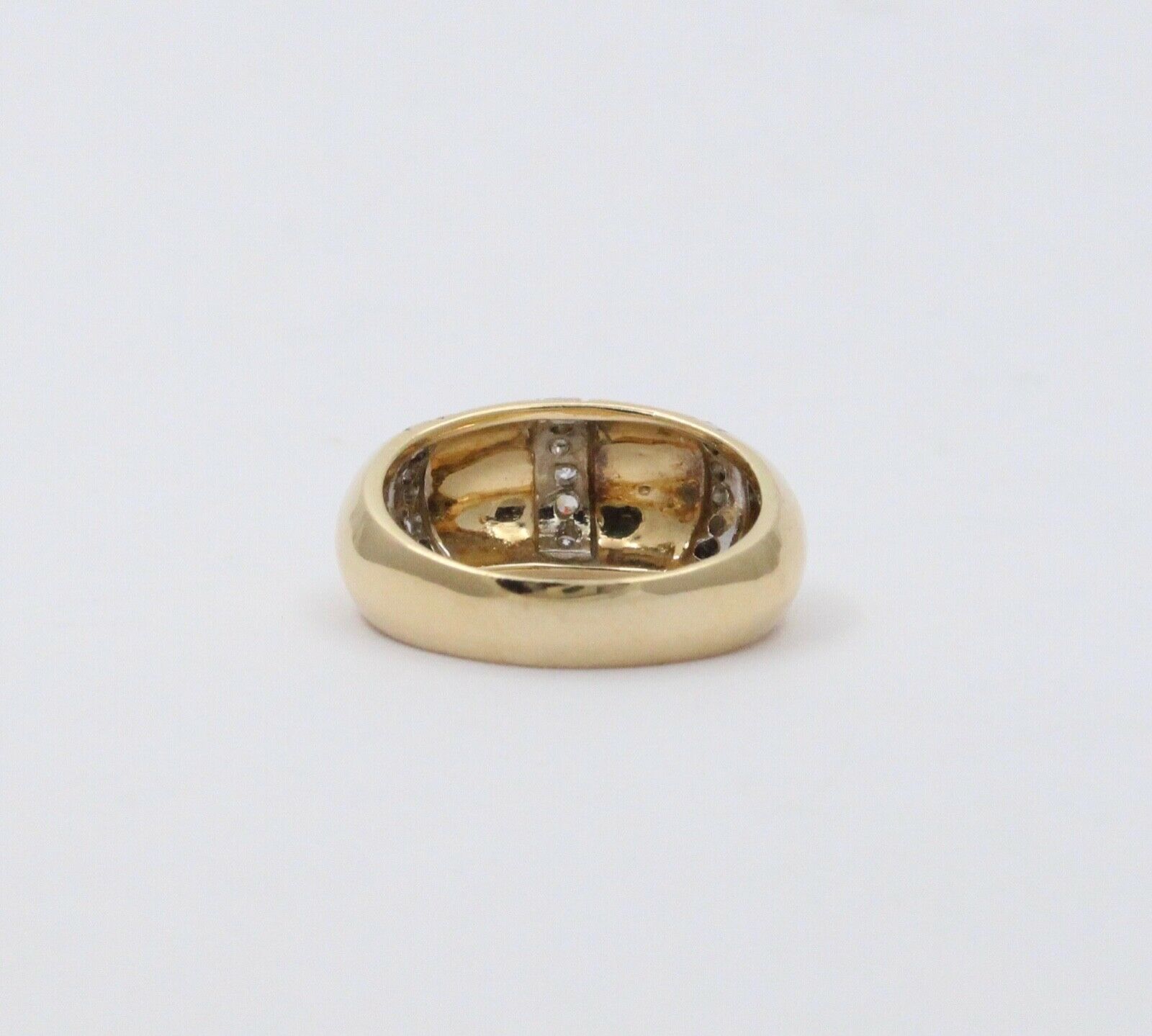 Vintage Diamond Yellow White Gold Dome Ring
