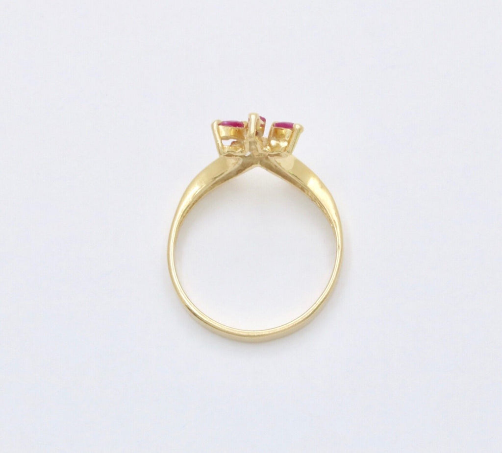 Vintage Rubies & Cubic Zirconia 14K Yellow Gold Ring