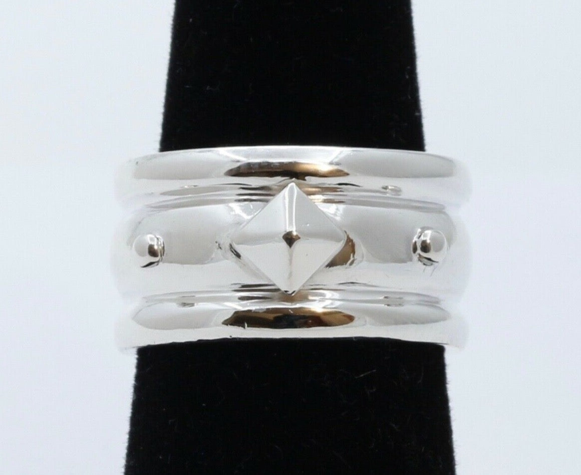 Vintage Pyramid Beads Ring Sterling Silver 925
