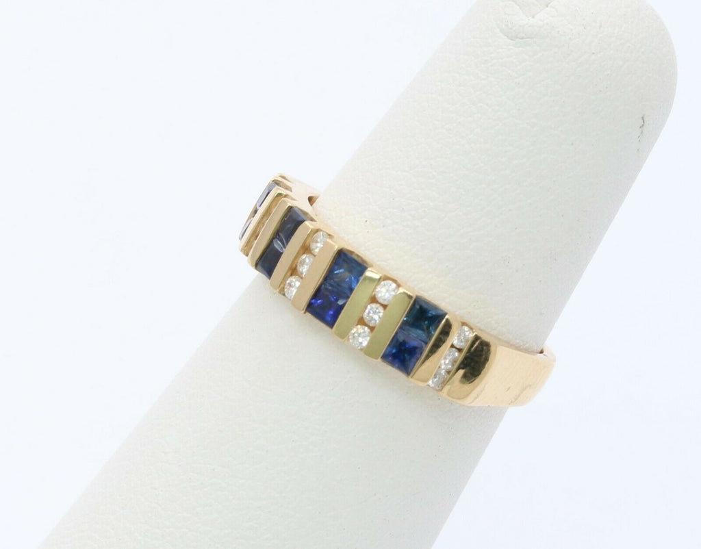 Vintage 14K Yellow Gold Diamond Sapphire Ring