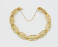 Art Nouveau Ladies 14K Enamel Leaves Ribbon Bracelet