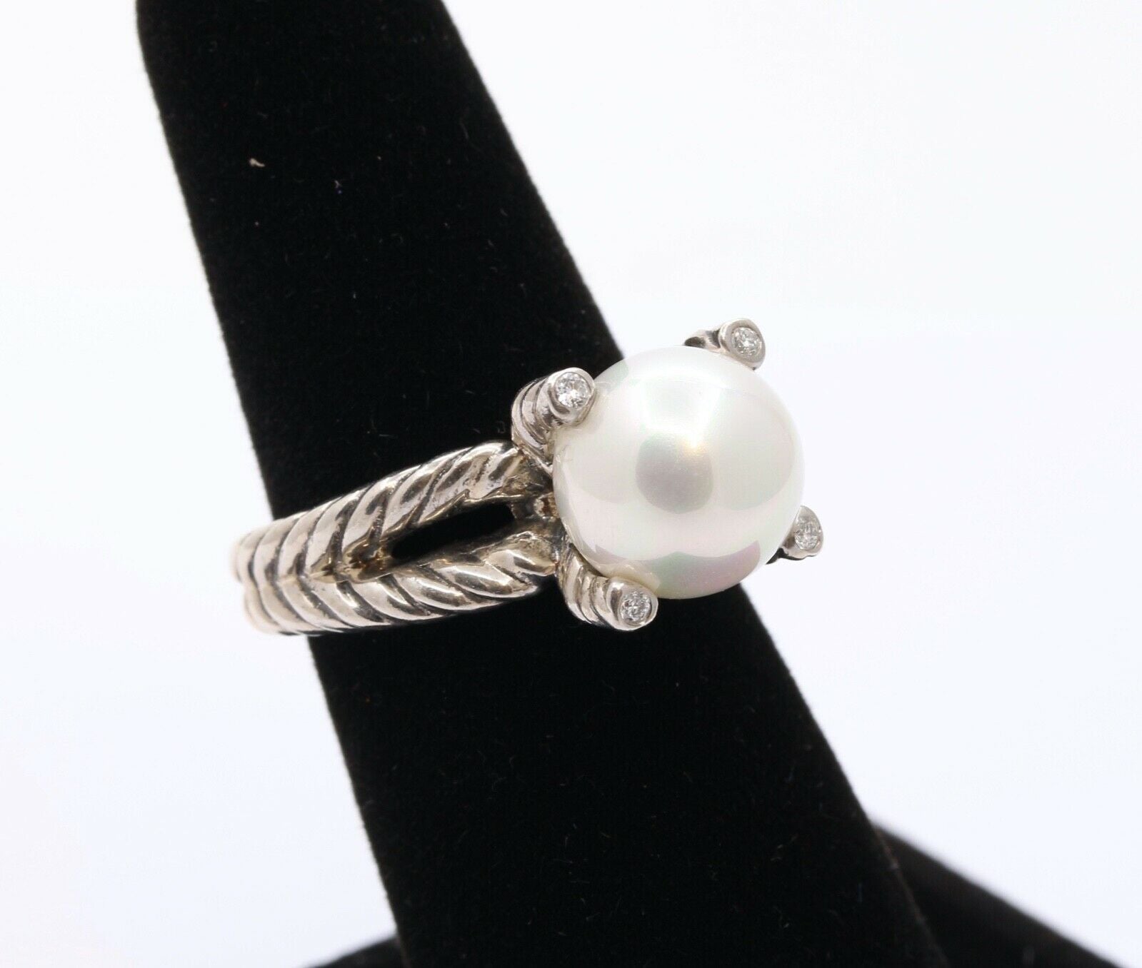 David Yurman Cable Pearl Ring with Diamonds