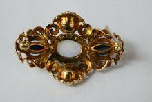 Load image into Gallery viewer, Vintage Victorian Style Opal Rubies Diamonds Sodalite 18K Yellow Gold Brooch Pin
