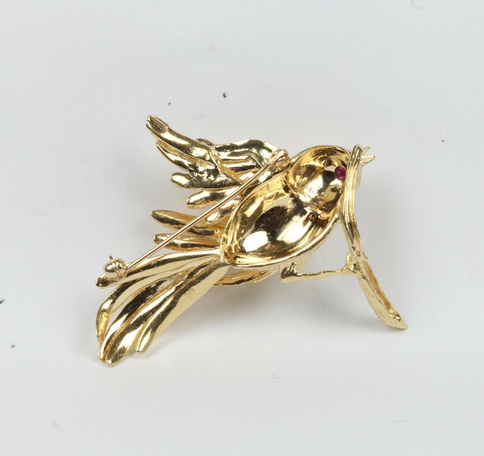 Vintage 14K Yellow Gold Sparrow Brooch