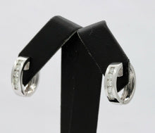 Load image into Gallery viewer, Vintage 18K White Gold Mini Channel-Set 0.84 Cts Diamond Mini Hoop Earrings
