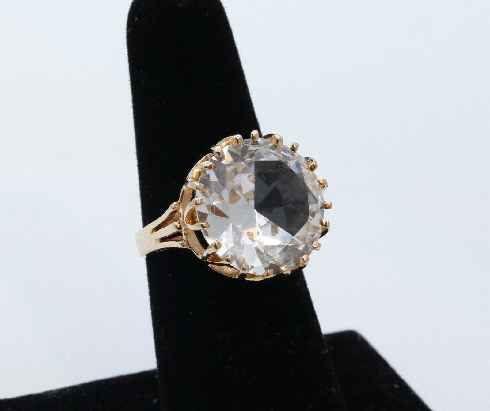 Vintage 14K Yellow Gold Crystal Ring