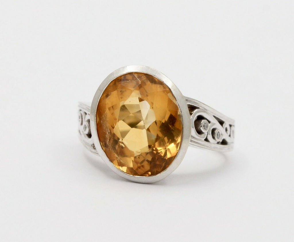 Vintage 14K Chunky Large Citrine Statement Ring