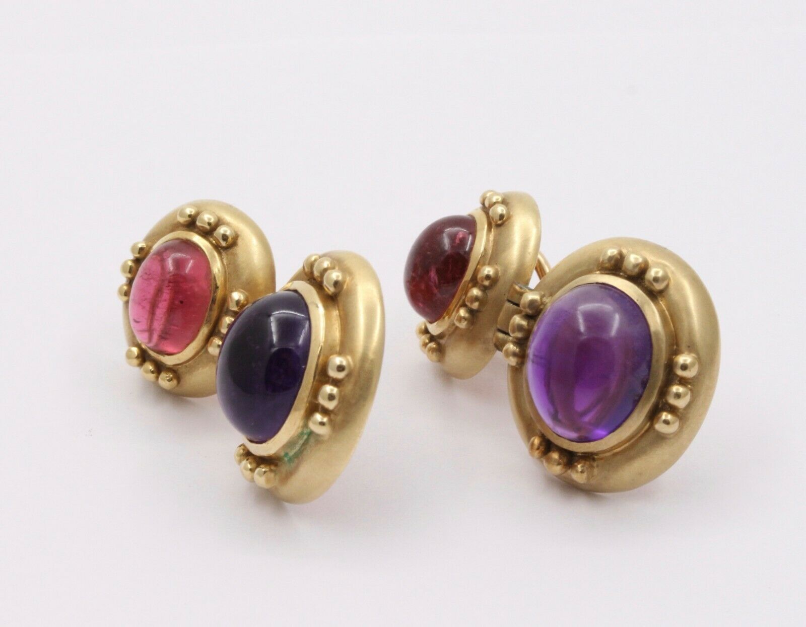 Vintage 14K Yellow Gold Hanging Tourmaline Earrings