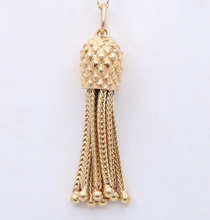 Load image into Gallery viewer, Vintage Foxtail Chain Tassel 14K Yellow Gold Pendant Charm
