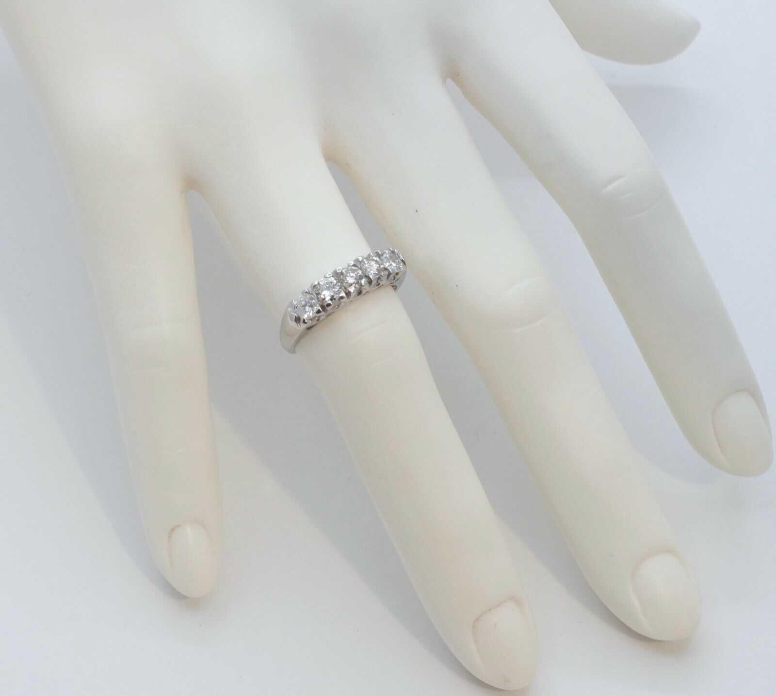 Vintage Ladies 14K White Gold Large Diamonds Wedding Band