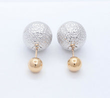 Load image into Gallery viewer, Italian Vintage 14K White Yellow Ball Earrings
