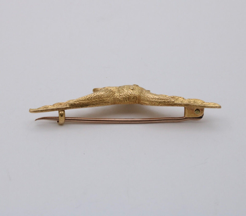 Vintage 18K Yellow Gold Open Winged Eagle Brooch Pin.
