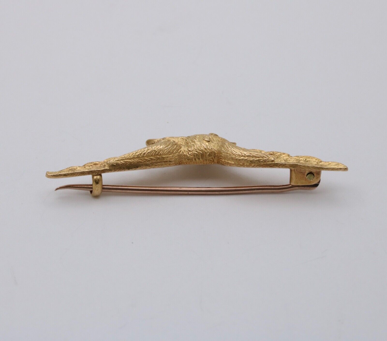 Vintage 18K Yellow Gold Open Winged Eagle Brooch Pin.