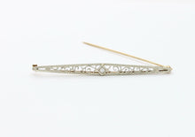 Load image into Gallery viewer, Art Deco 14K White Gold Diamond Filigree Brooch
