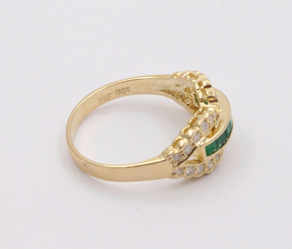 Vintage Infinity Diamond & Emerald Ring Band