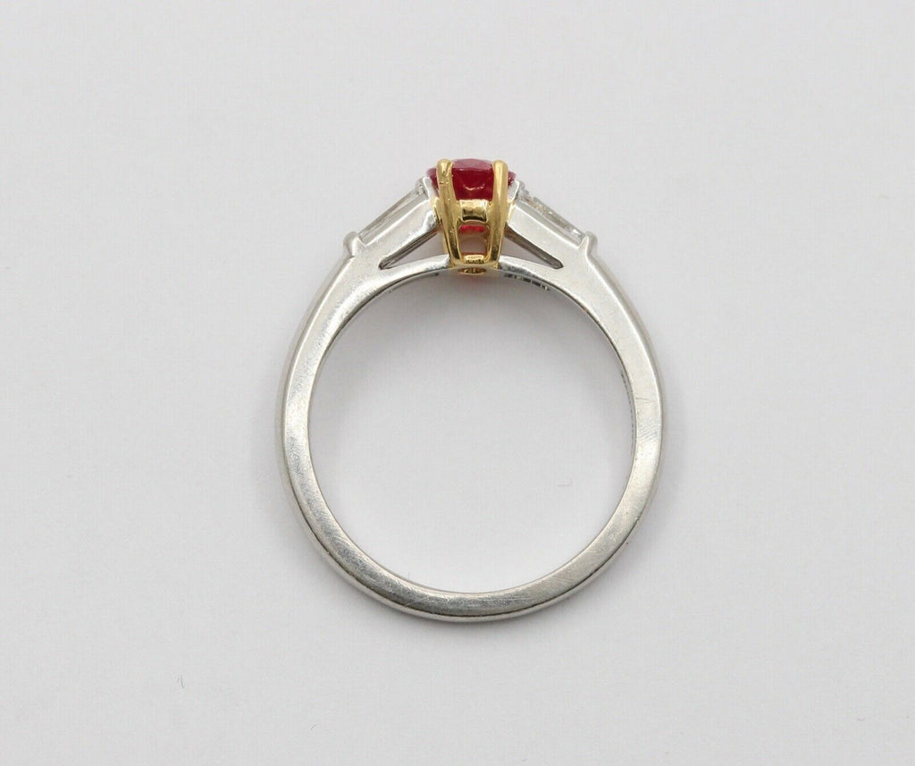 Vintage Tiffany & Co. Burma Ruby Baguette Diamonds Platinum18K Ring