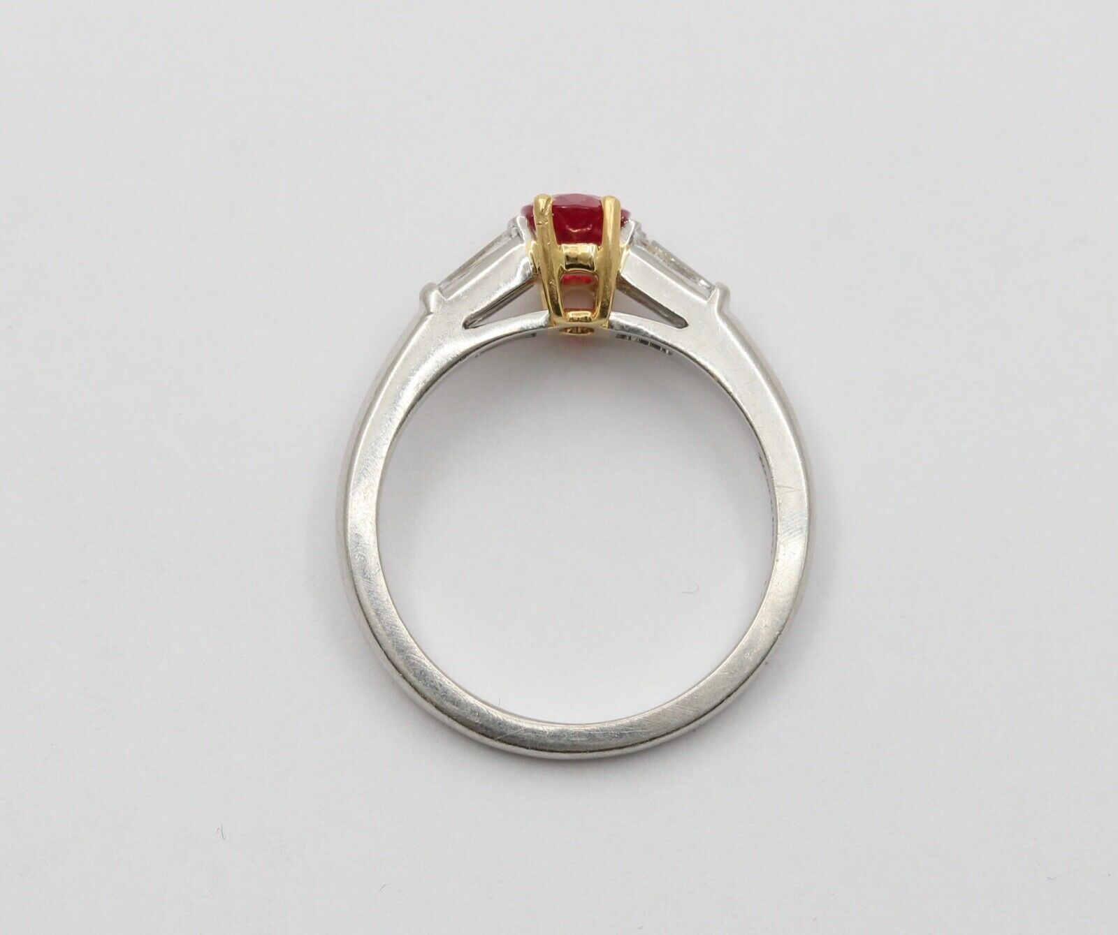 Vintage Tiffany & Co. Burma Ruby Baguette Diamonds Platinum18K Ring