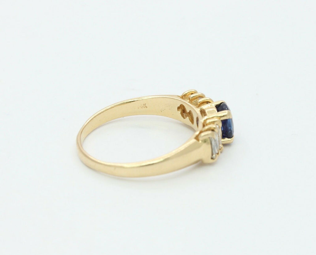 Vintage 14K Yellow Gold Diamond Sapphire Cocktail Ring