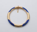 Vintage Lapis Lazuli 14K Yellow Gold Hinge Bracelet
