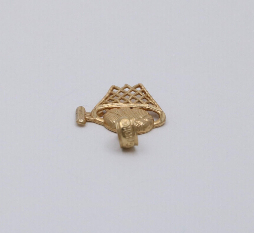 Vintage 10K Yellow Gold Basketball Hoop Charm, Pendant.