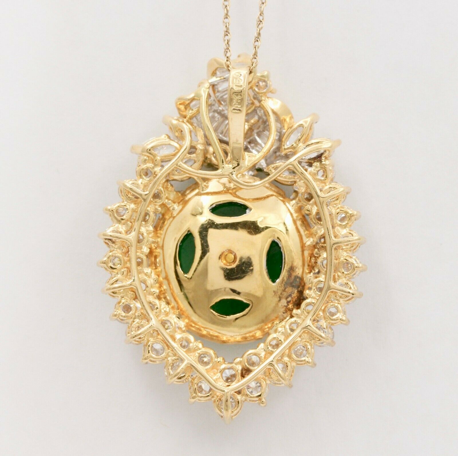 Vintage 18K Jade 6.5 Carat Diamond Heart Pendent