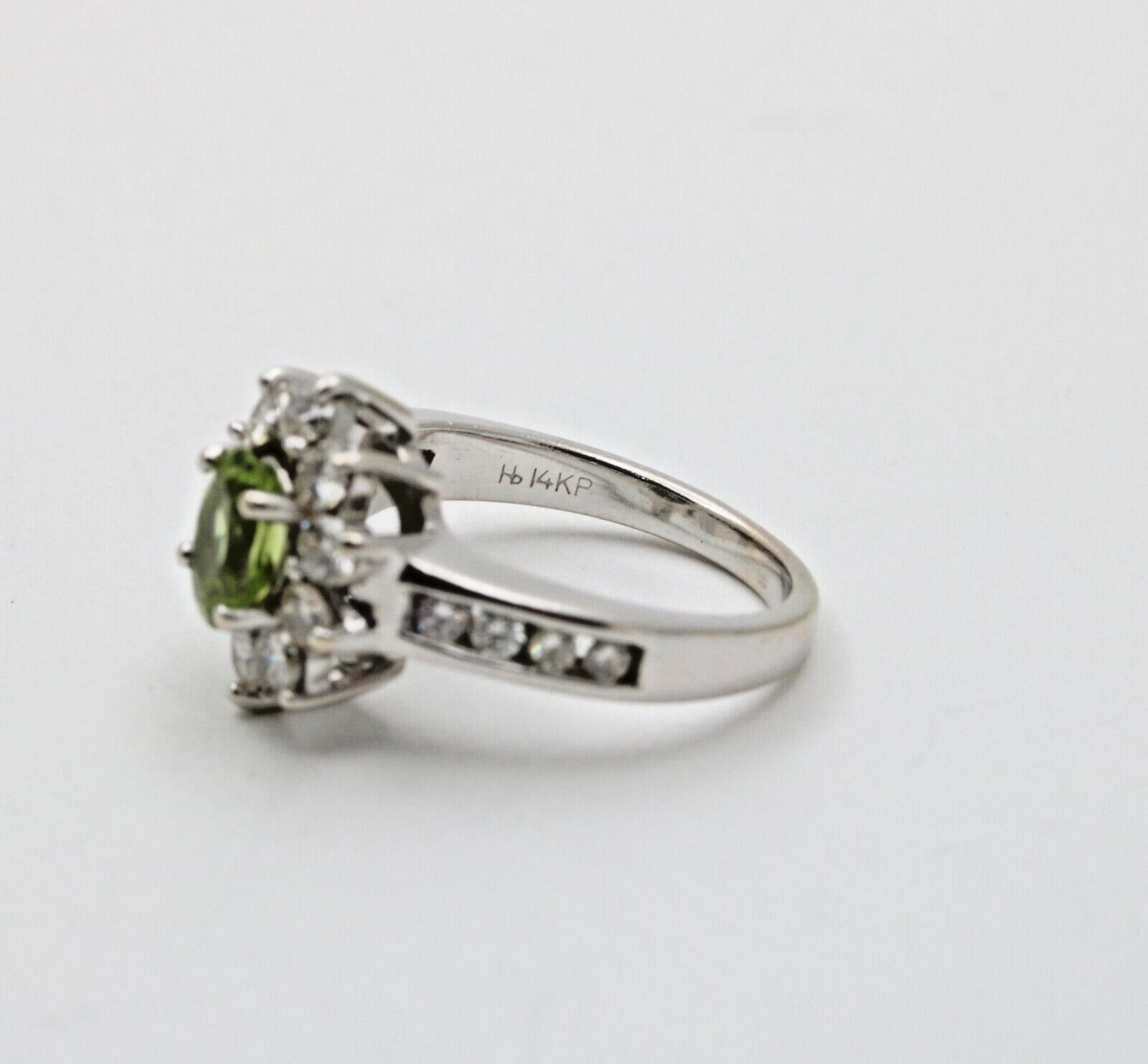 Vintage Peridot Diamonds14K White Gold Cocktail Ring