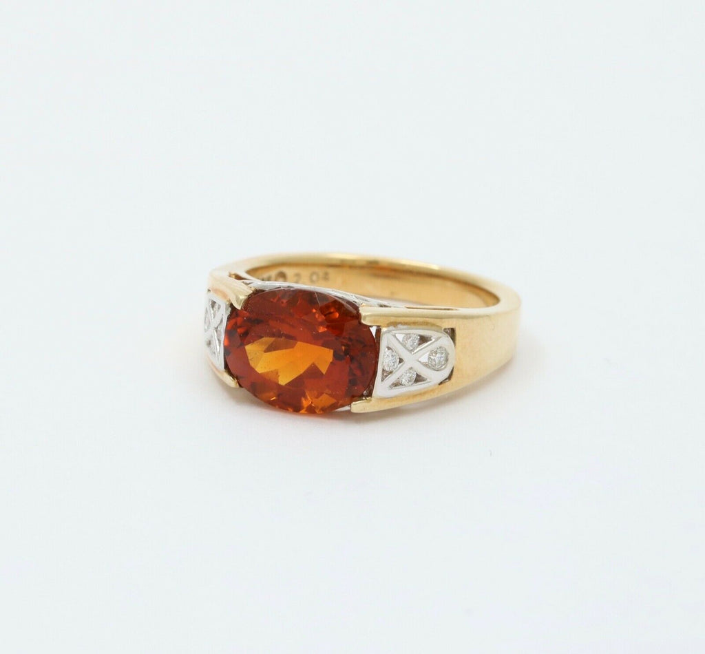 Classic 14K Yellow Gold Madeira Citrine Diamond Ring Engagement Ring