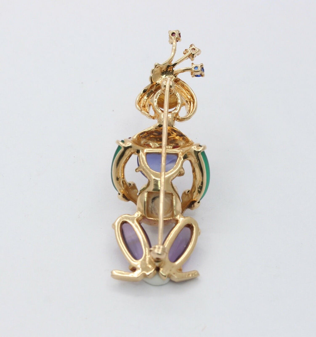 Loooook Vintage Ladies Clairvoyant Fortune Teller 14K Brooch Pin