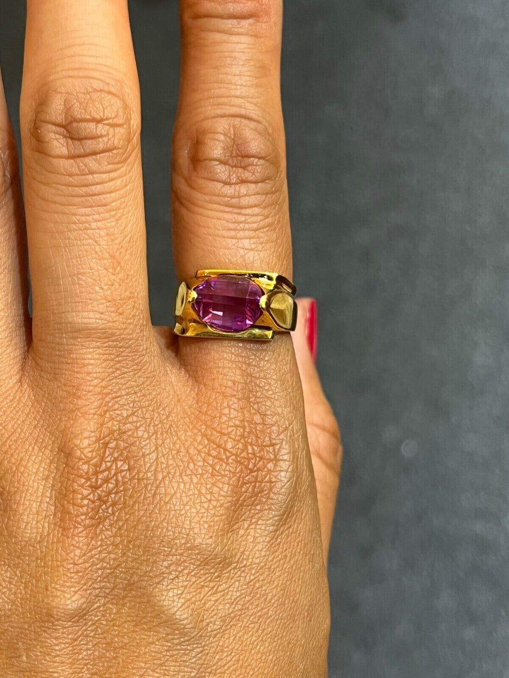 Vintage Geometric Pink Sapphire Ring Band, Estate Ring