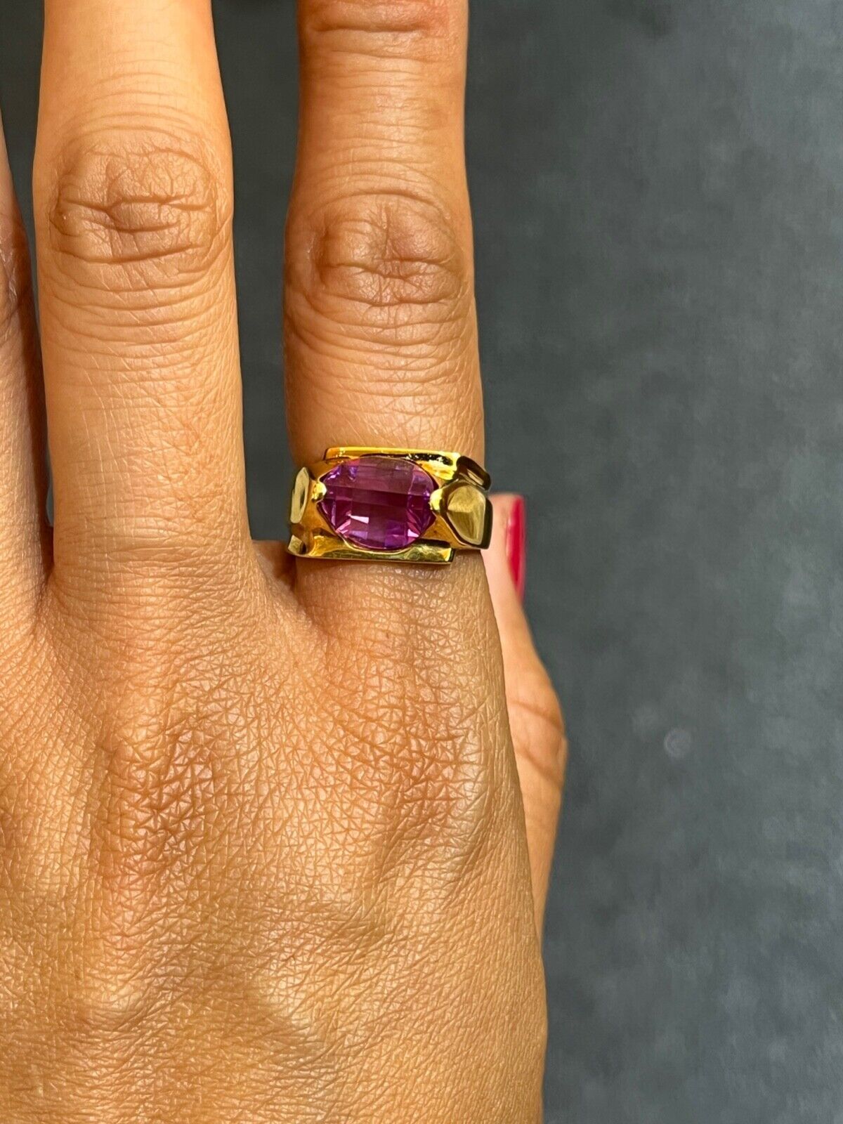 Vintage Geometric Pink Sapphire Ring Band, Estate Ring