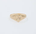 English 9K Yellow Gold Diamond Heart Signet Ring