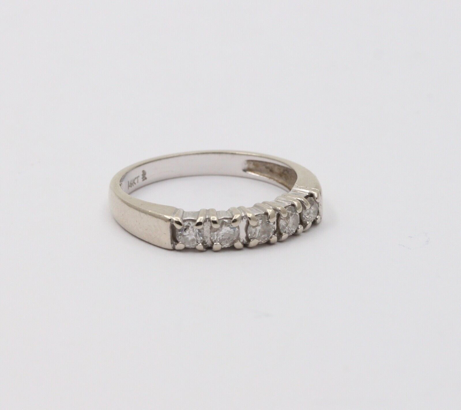 Vintage Diamonds 14k White Gold Wedding Stacking Band