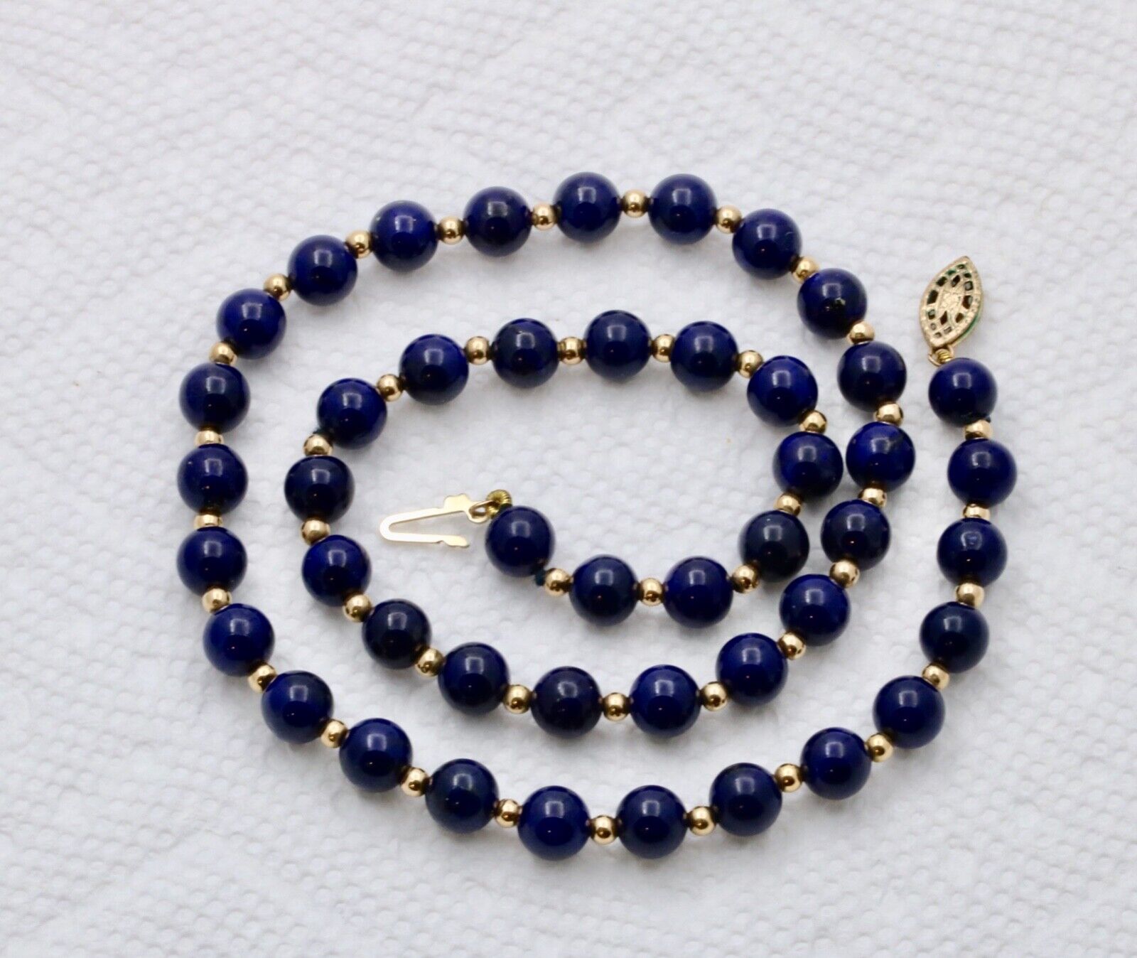 Vintage Lapis Lazuli 14K Yellow Gold Necklace