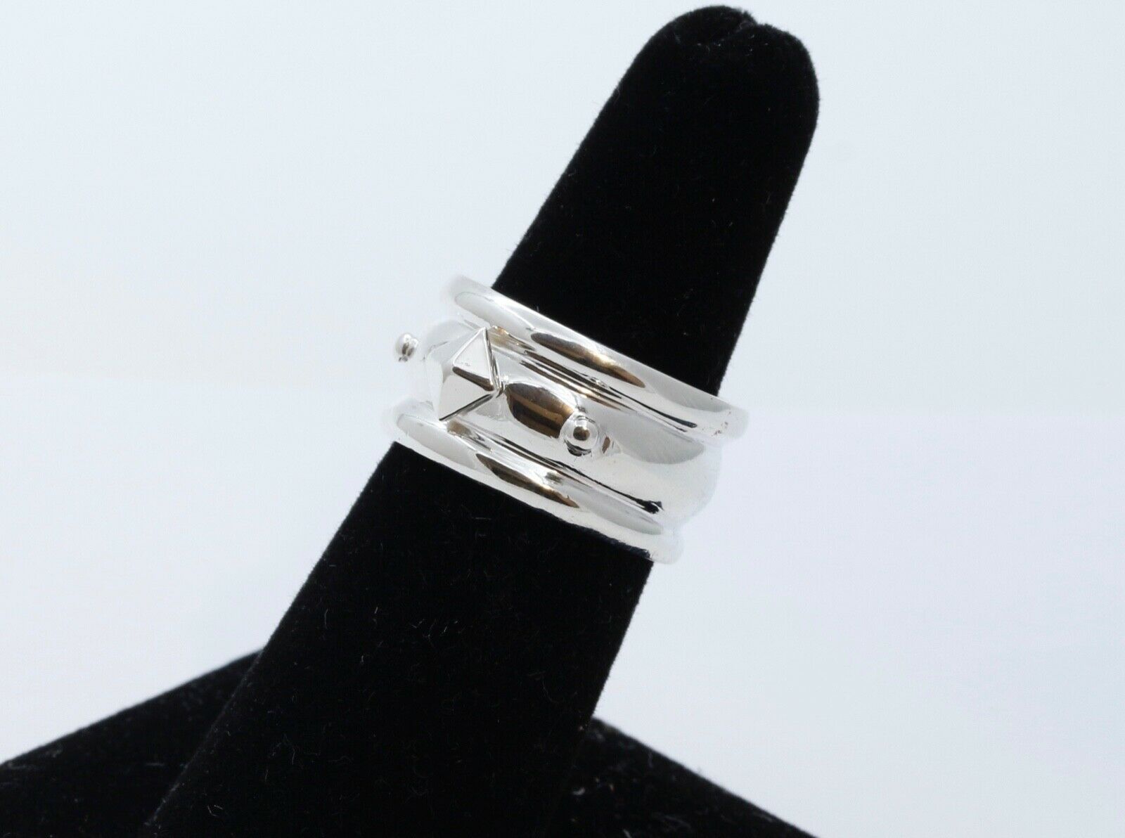 Vintage Pyramid Beads Ring Sterling Silver 925