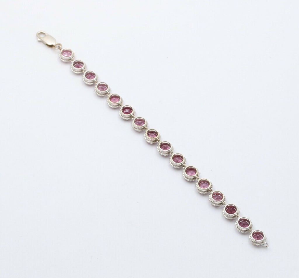 Vintage Pink Tourmaline 22K White Gold Tennis Bracelet